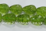 COQ111 15.5 inches 13*18mm faceted teardrop dyed olive quartz beads