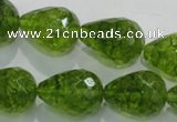 COQ112 15.5 inches 15*20mm faceted teardrop dyed olive quartz beads