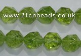 COQ117 15.5 inches 10mm faceted nuggets dyed olive quartz beads