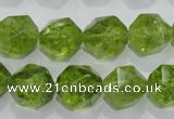 COQ118 15.5 inches 12mm faceted nuggets dyed olive quartz beads