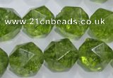 COQ119 15.5 inches 14mm faceted nuggets dyed olive quartz beads