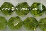 COQ120 15.5 inches 16mm faceted nuggets dyed olive quartz beads