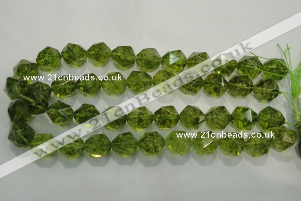 COQ120 15.5 inches 16mm faceted nuggets dyed olive quartz beads