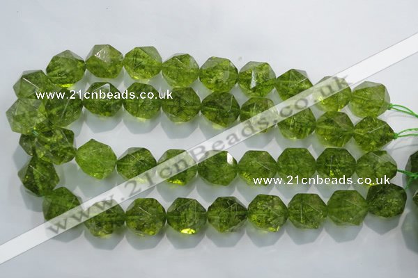 COQ121 15.5 inches 18mm faceted nuggets dyed olive quartz beads