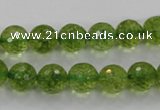 COQ16 16 inches 14mm faceted round dyed olive quartz beads wholesale