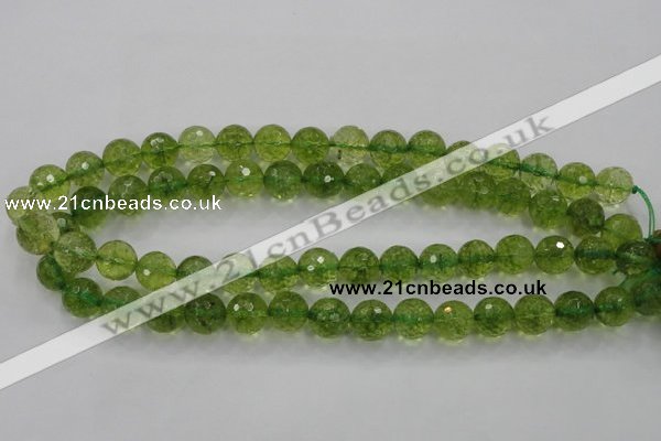 COQ16 16 inches 14mm faceted round dyed olive quartz beads wholesale