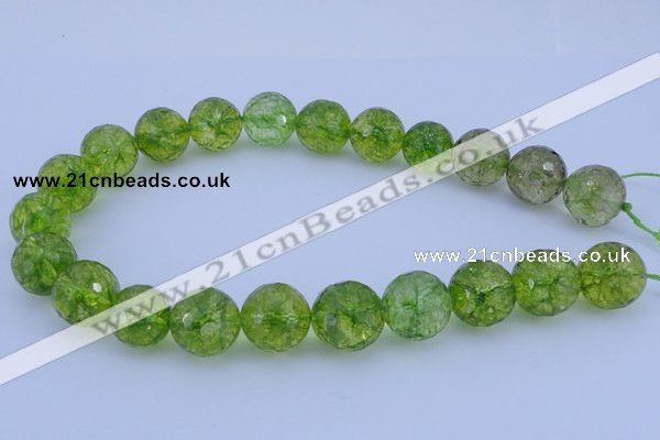 COQ18 16 inches 18mm faceted round dyed olive quartz beads wholesale