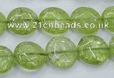 COQ25 16 inches 15mm flat round dyed olive quartz beads wholesale