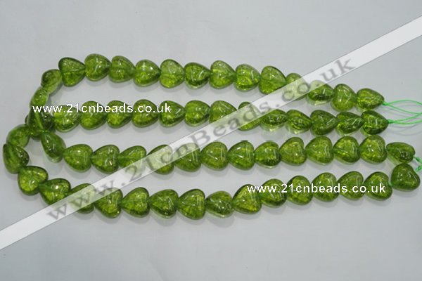 COQ31 15.5 inches 16*16mm heart dyed olive quartz beads wholesale