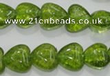 COQ32 15.5 inches 18*18mm heart dyed olive quartz beads wholesale