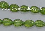 COQ40 15.5 inches 8*12mm flat teardrop dyed olive quartz beads