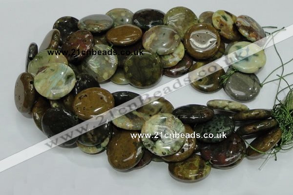 COS14 15.5 inches 25mm flat round ocean stone beads wholesale