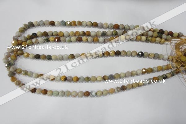 COS151 15.5 inches 6mm faceted round ocean stone beads wholesale