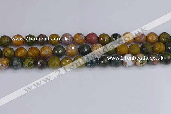 COS204 15.5 inches 12mm faceted round ocean jasper beads