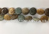 COS246 15.5 inches 16mm flat round ocean stone beads wholesale