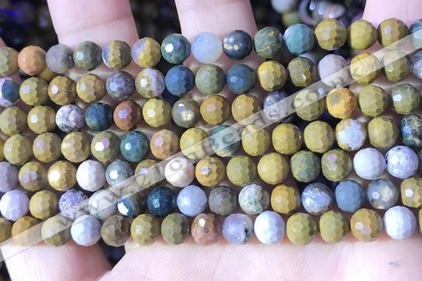 COS310 15.5 inches 6mm faceted round ocean jasper beads