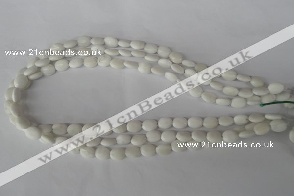 COV48 15.5 inches 8*10mm oval white shell beads wholesale