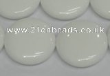 CPB100 15.5 inches 25mm flat round white porcelain beads wholesale