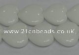 CPB105 15.5 inches 18*18mm heart white porcelain beads wholesale