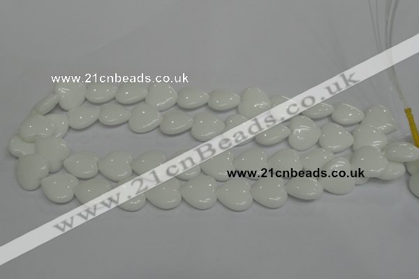 CPB105 15.5 inches 18*18mm heart white porcelain beads wholesale