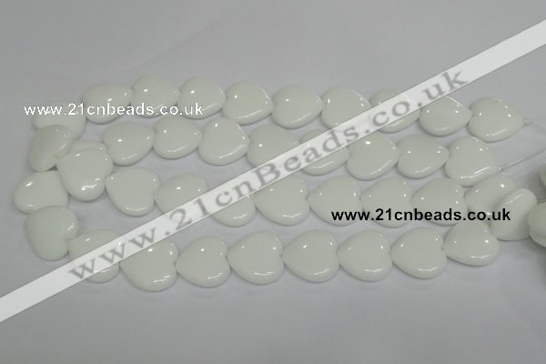 CPB106 15.5 inches 20*20mm heart white porcelain beads wholesale