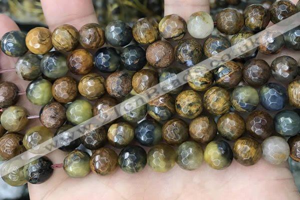 CPB1068 15.5 inches 10mm faceted round natural pietersite beads