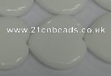 CPB108 15.5 inches 30*30mm heart white porcelain beads wholesale