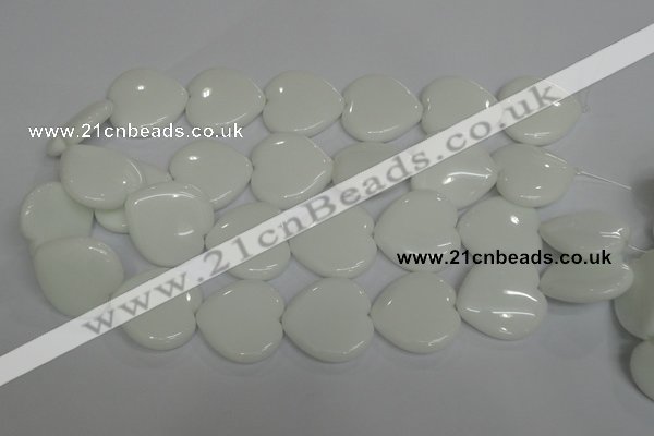 CPB108 15.5 inches 30*30mm heart white porcelain beads wholesale