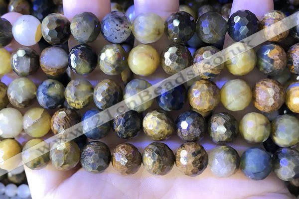 CPB1084 15.5 inches 12mm faceted round pietersite gemstone beads