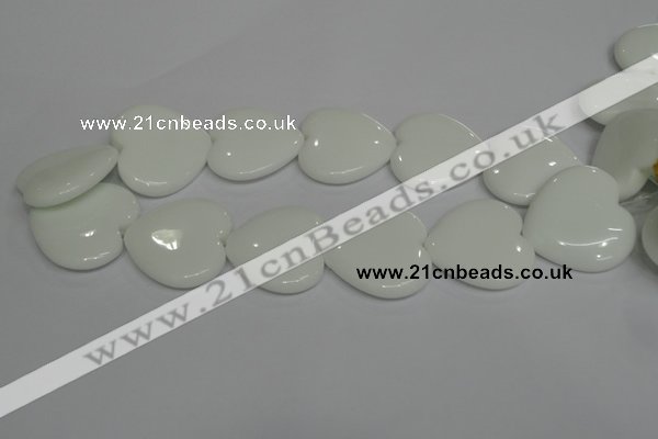 CPB109 15.5 inches 35*35mm heart white porcelain beads wholesale