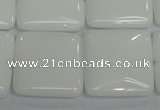 CPB116 15.5 inches 25*25mm square white porcelain beads wholesale