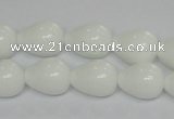 CPB22 15.5 inches 10*14mm teardrop white porcelain beads wholesale