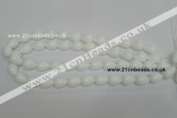 CPB22 15.5 inches 10*14mm teardrop white porcelain beads wholesale