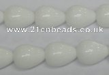 CPB23 15.5 inches 12*16mm teardrop white porcelain beads wholesale