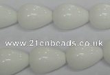 CPB24 15.5 inches 13*18mm teardrop white porcelain beads wholesale