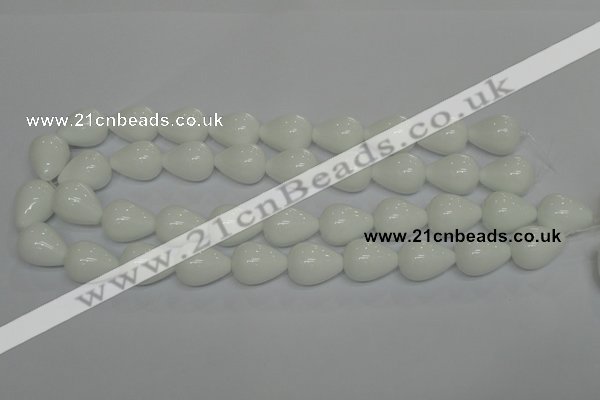 CPB25 15.5 inches 15*20mm teardrop white porcelain beads wholesale