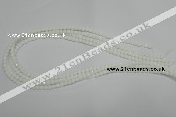 CPB31 15.5 inches 4mm faceted round white porcelain beads wholesale