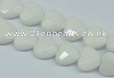 CPB310 15 inches 12*12mm faceted heart white porcelain beads