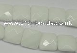 CPB320 15 inches 12*12mm faceted square white porcelain beads