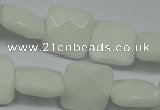 CPB322 15 inches 16*16mm faceted square white porcelain beads