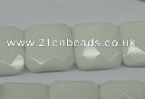 CPB323 15 inches 18*18mm faceted square white porcelain beads