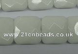 CPB324 15 inches 20*20mm faceted square white porcelain beads