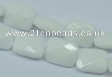 CPB328 15 inches 10*14mm faceted rectangle white porcelain beads