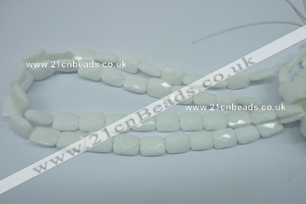 CPB328 15 inches 10*14mm faceted rectangle white porcelain beads