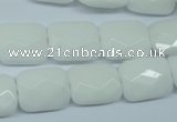 CPB329 15 inches 12*16mm faceted rectangle white porcelain beads