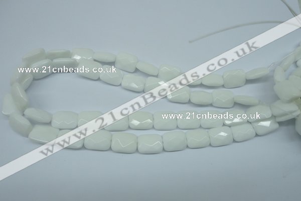 CPB329 15 inches 12*16mm faceted rectangle white porcelain beads