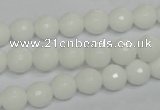 CPB33 15.5 inches 8mm faceted round white porcelain beads wholesale