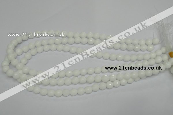 CPB33 15.5 inches 8mm faceted round white porcelain beads wholesale