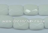 CPB330 15 inches 13*18mm faceted rectangle white porcelain beads