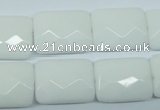 CPB331 15 inches 15*20mm faceted rectangle white porcelain beads